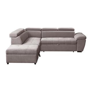 Vente-unique Ecksofa mit Schlaffunktion - Ecke links - Strukturstoff - Taupe - VALDERAS  