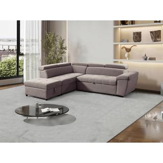 Vente-unique Ecksofa mit Schlaffunktion - Ecke links - Strukturstoff - Taupe - VALDERAS  