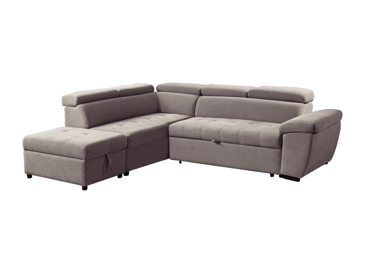 Vente-unique Ecksofa mit Schlaffunktion - Ecke links - Strukturstoff - Taupe - VALDERAS  