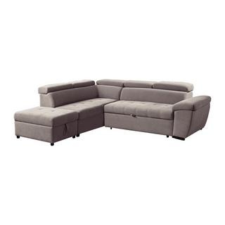 Vente-unique Ecksofa mit Schlaffunktion - Ecke links - Strukturstoff - Taupe - VALDERAS  