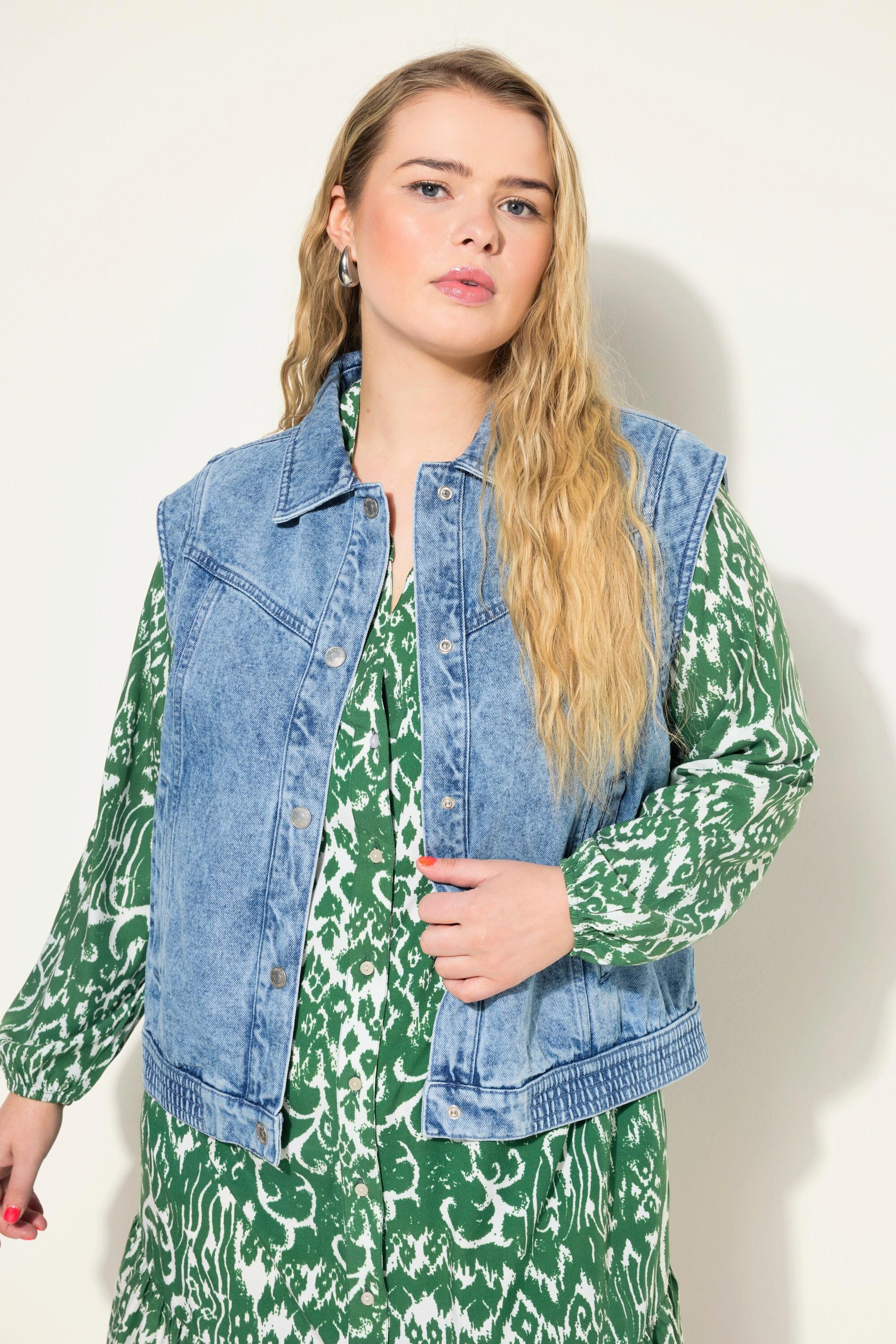 Studio Untold  Gilet di jeans dal taglio ampio con collo da camicia e orlo lateralmente elastico 