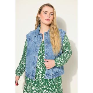 Studio Untold  Gilet di jeans dal taglio ampio con collo da camicia e orlo lateralmente elastico 