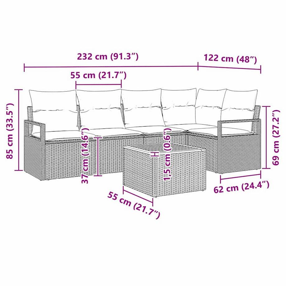 VidaXL Set di divani da esterno Polyrattan  