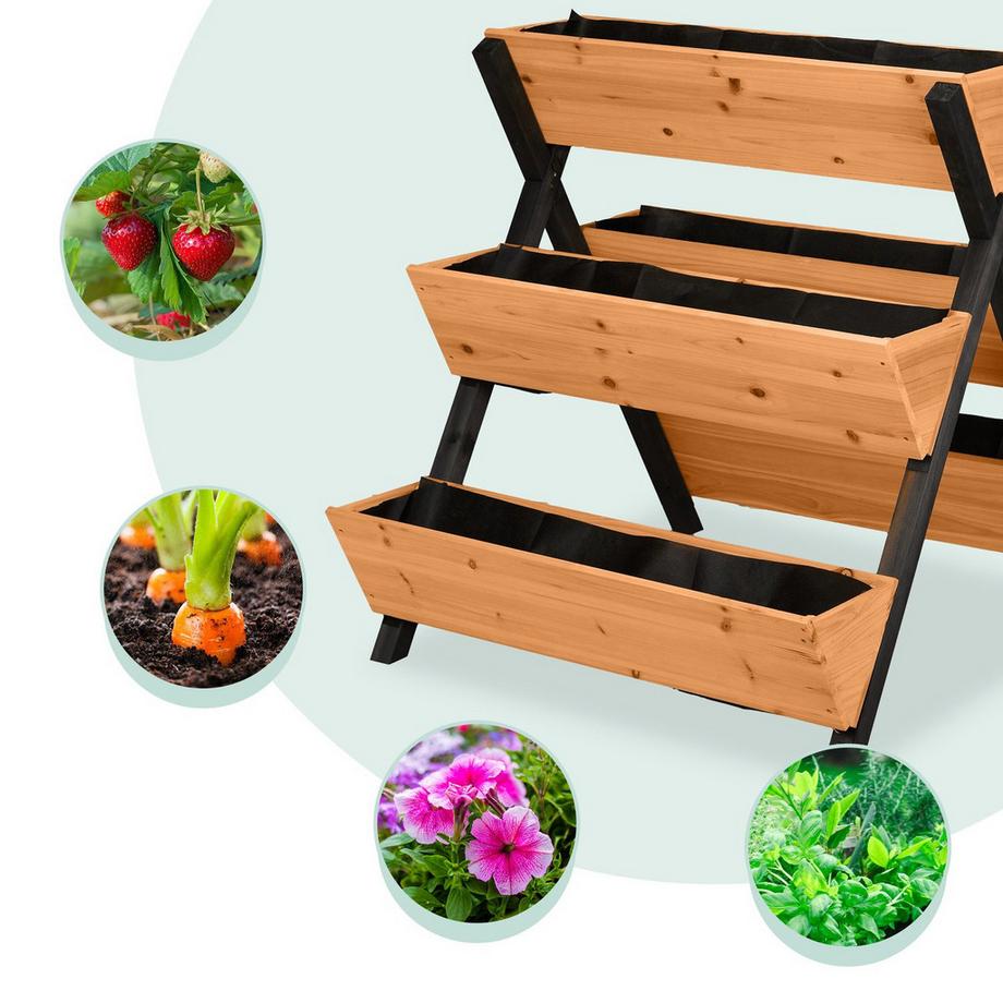 Northix Letto rialzato verticale con 5 fioriere  