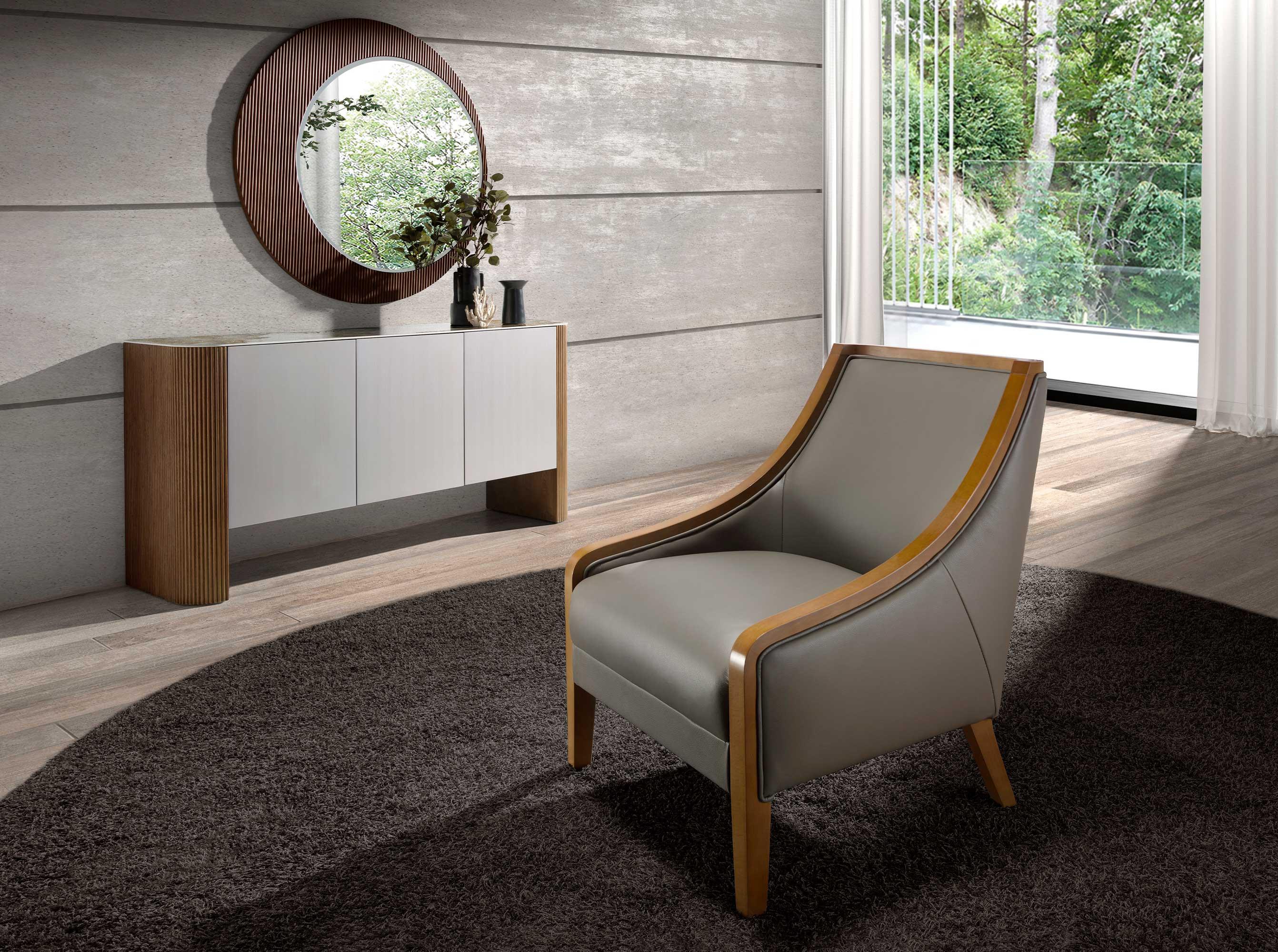 ANGEL CERDA Fauteuil en cuir gris  