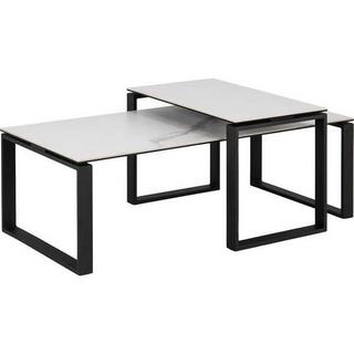 mutoni Set de table basse Catherine verre céramique blanc noir 115x69x45cm  