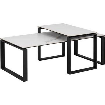 Set de table basse Catherine verre céramique blanc noir 115x69x45cm