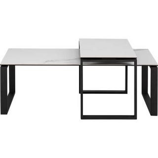 mutoni Set de table basse Catherine verre céramique blanc noir 115x69x45cm  