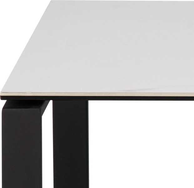 mutoni Set de table basse Catherine verre céramique blanc noir 115x69x45cm  