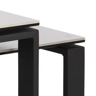 mutoni Set de table basse Catherine verre céramique blanc noir 115x69x45cm  