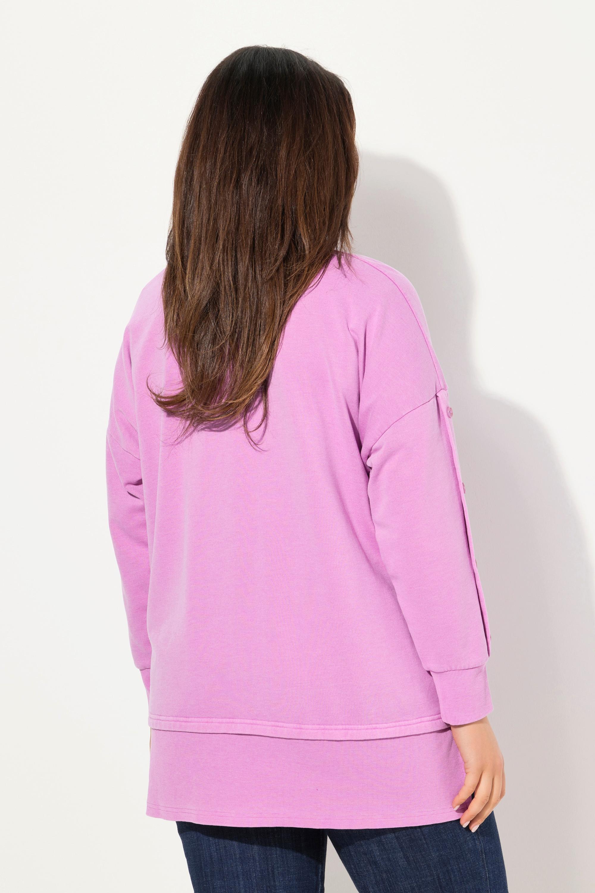 Ulla Popken  Sweat-shirt oversize, col rond et manches longues, effet de superposition 