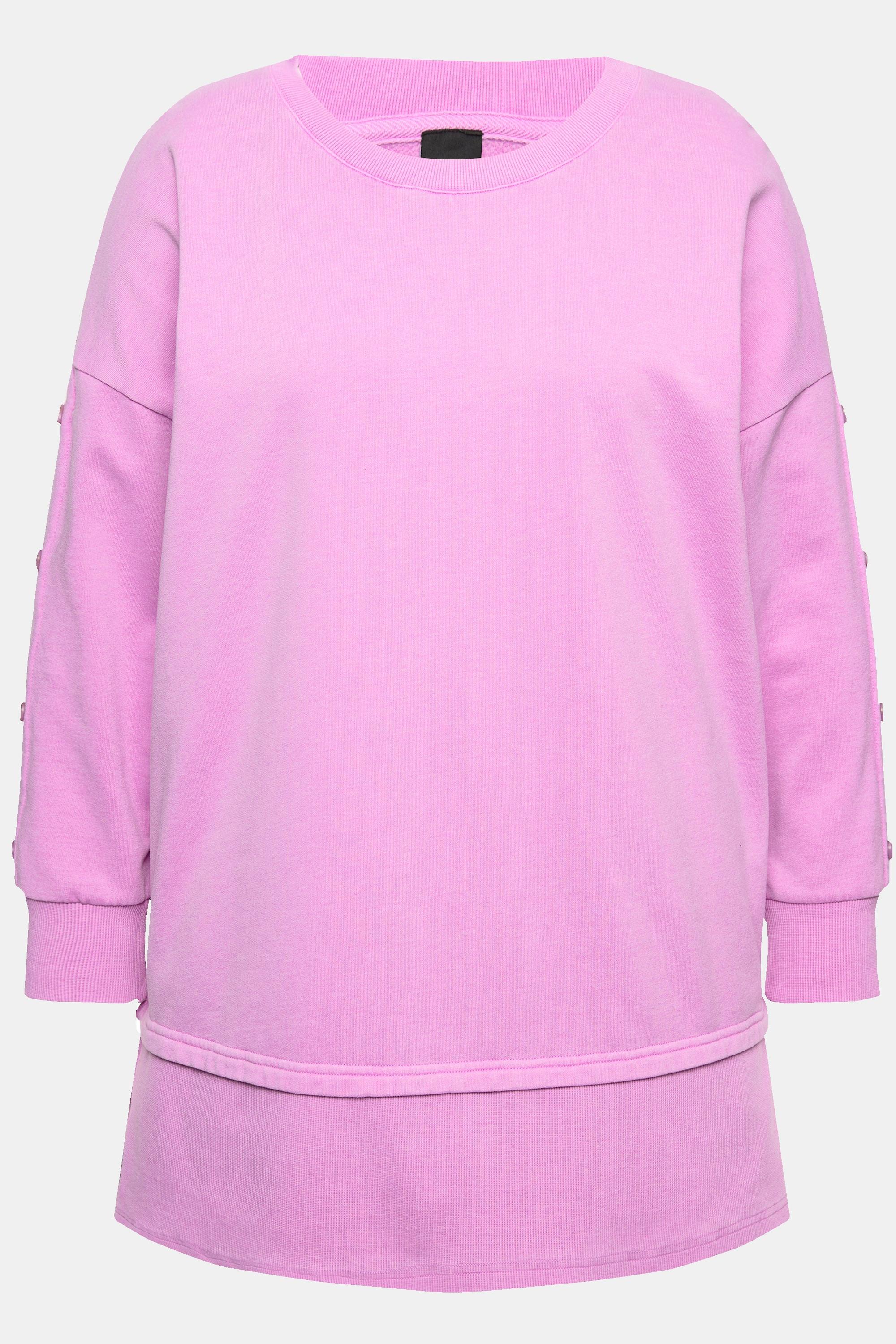 Ulla Popken  Sweat-shirt oversize, col rond et manches longues, effet de superposition 