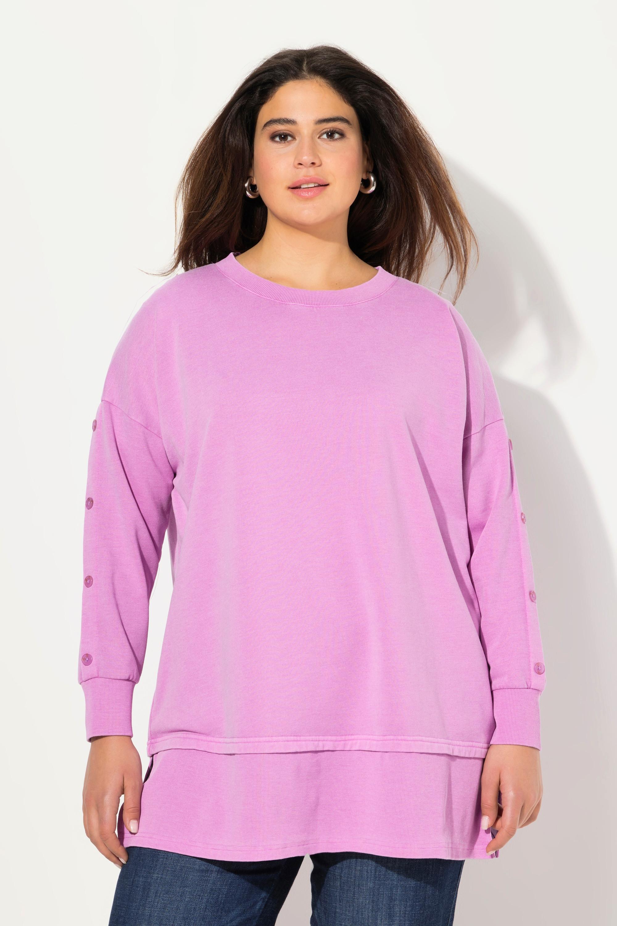 Ulla Popken  Sweat-shirt oversize, col rond et manches longues, effet de superposition 