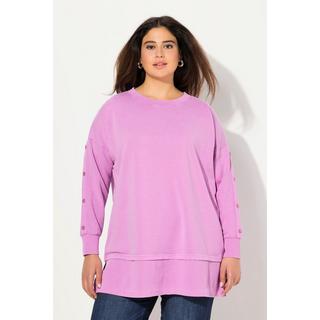 Ulla Popken  Sweat-shirt oversize, col rond et manches longues, effet de superposition 