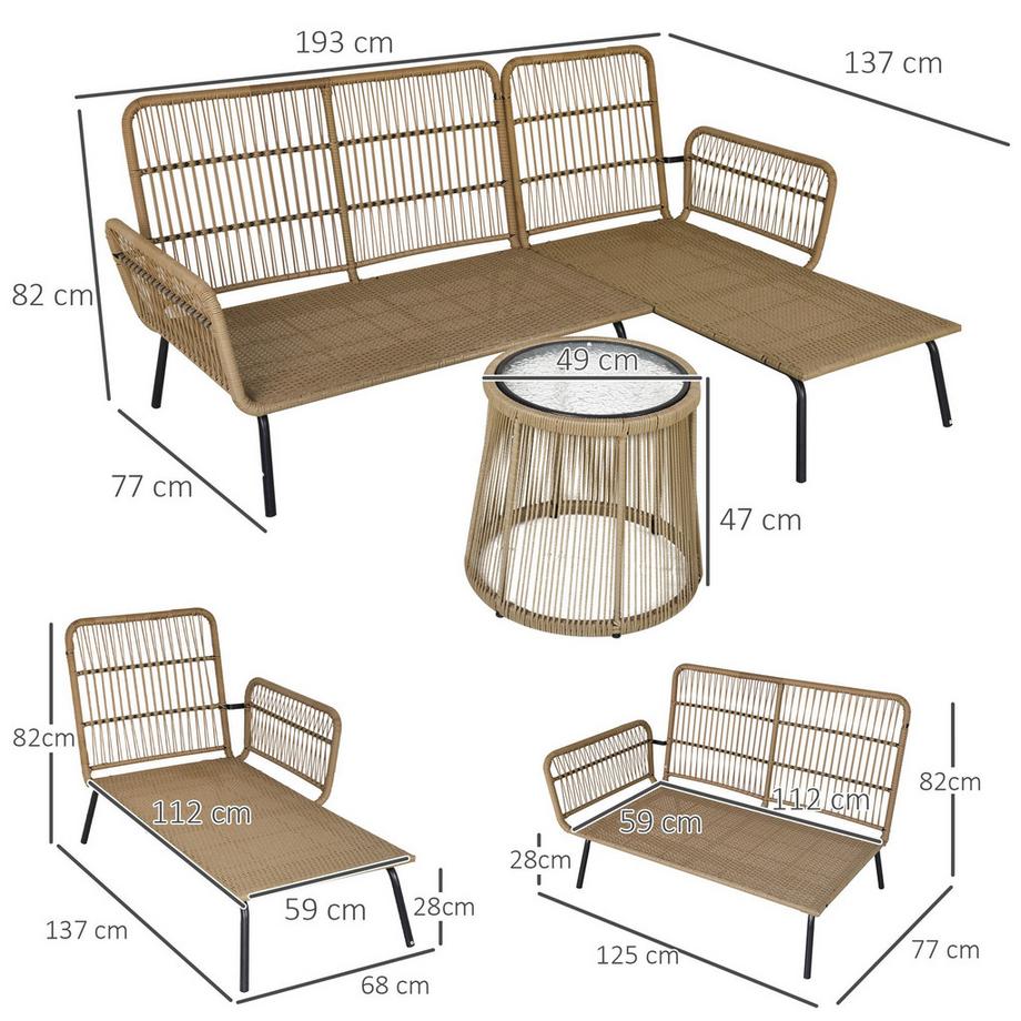 Outsunny Rattan Sofa Set  