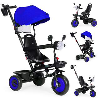 Northio  Passeggino triciclo per bambini 3 in 1 con sedile girevole, cappottina, blu, ECOTOYS 