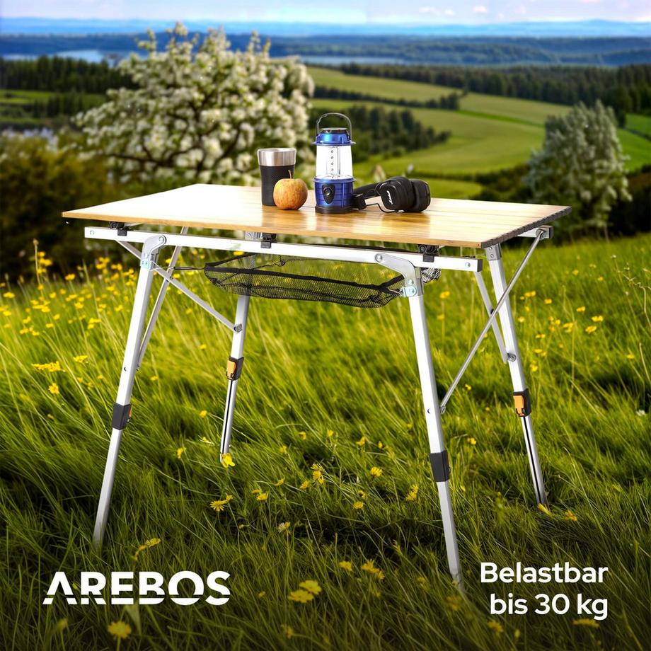 Arebos Campingtisch Rolltisch Aluminium Falttisch Outdoor  