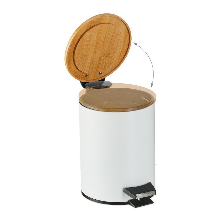 B2X Poubelle de salle de bain 3 litres avec couvercle en bambou  