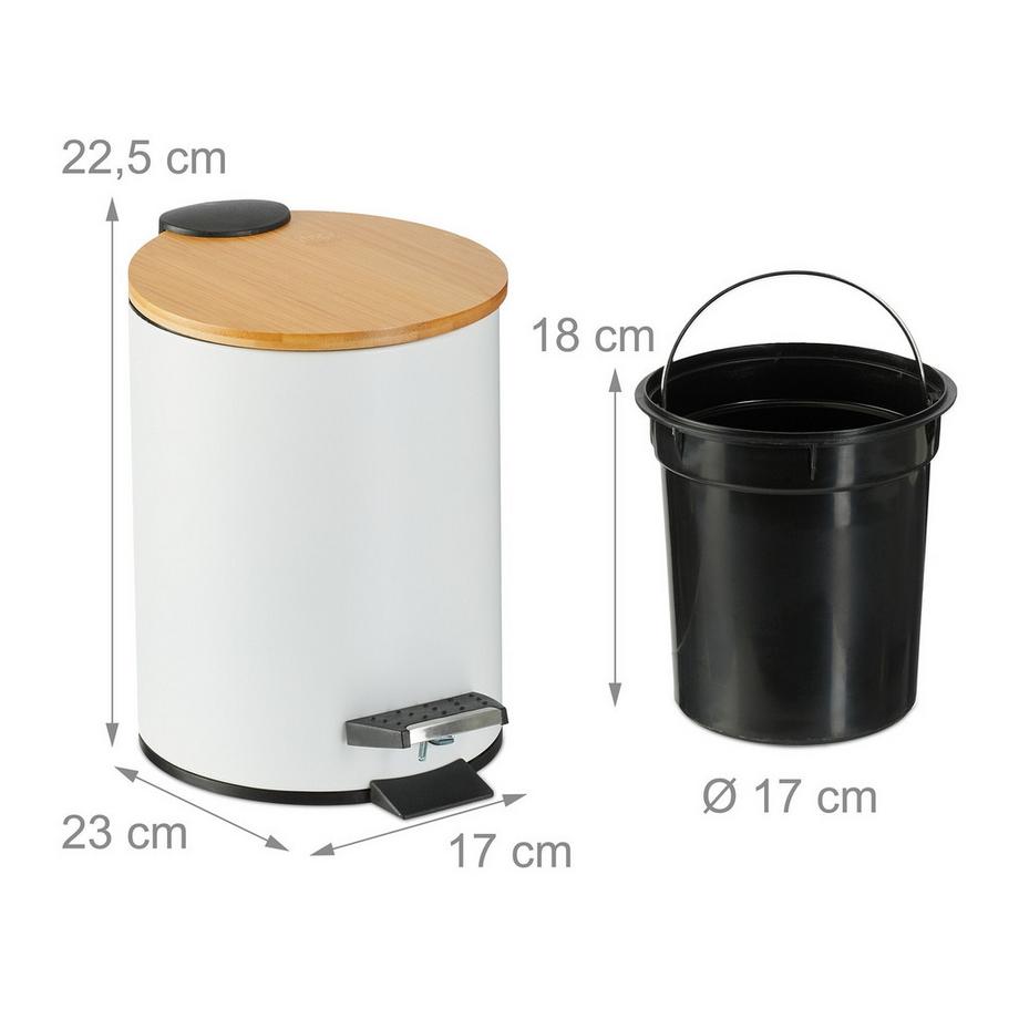 B2X Poubelle de salle de bain 3 litres avec couvercle en bambou  