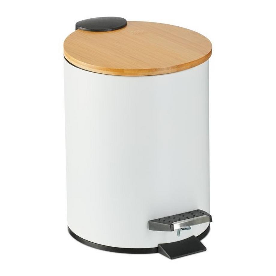 Poubelle de salle de bain 3 litres avec couvercle en bambou