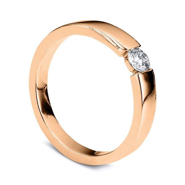 Image of Solitär Ring 585/14k Rotgold Diamant 0.2ct. Damen Gold 54