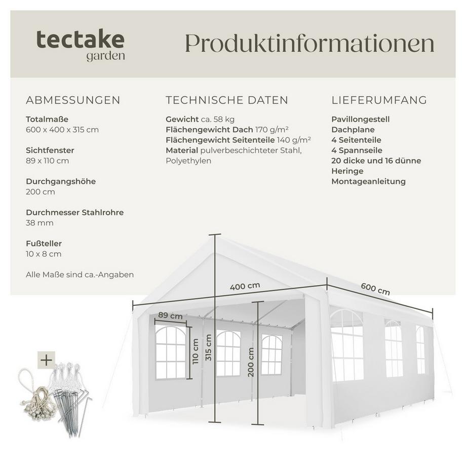 Tectake Gazebo  Jasko  6 x 4 m  