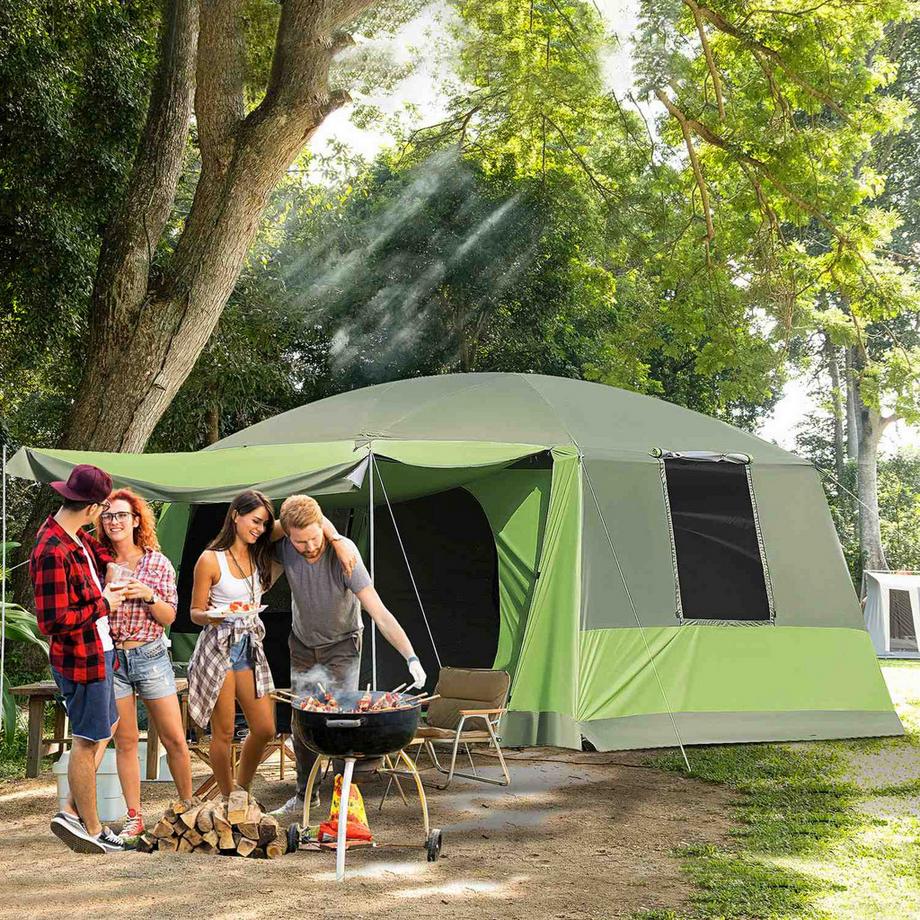 Northio  Tenda Da Campeggio Tenda A Cupola Tenda Familiare 2 Cabine Letto 4-8 Persone L405 X L305 X A225 Cm 