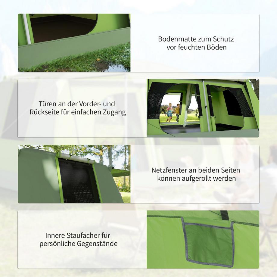 Northio  Tente De Camping Tente Dôme Tente Familiale 2 Cabines De Couchage 4-8 Personnes L405 X L305 X H225Cm 