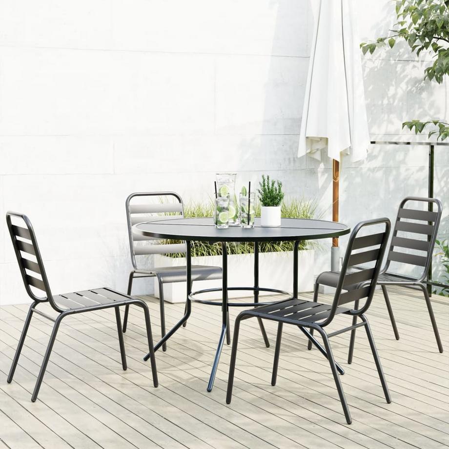 VidaXL set di sedie da giardino Acciaio  