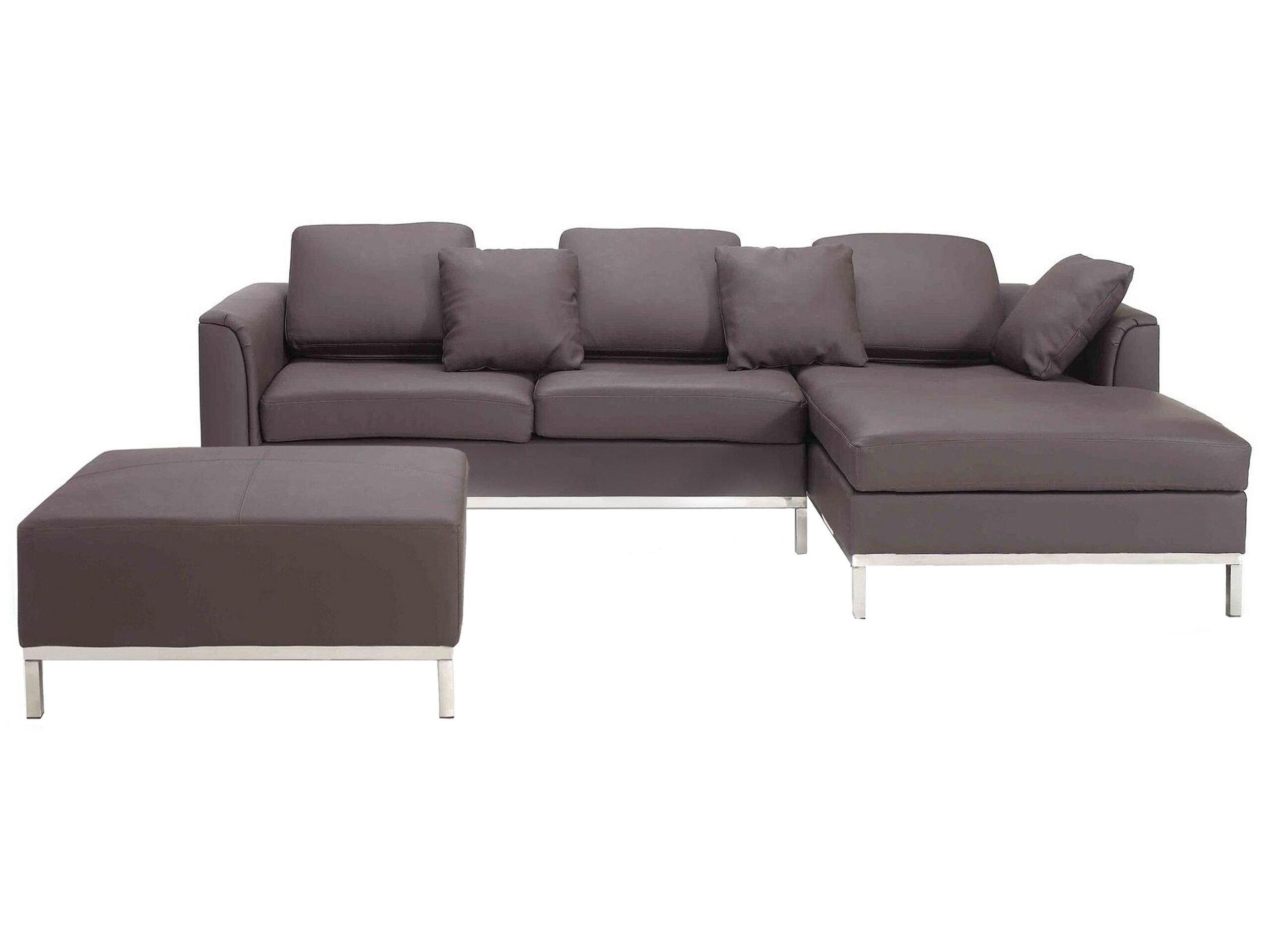 Image of Linksseitiges Ecksofa mit Ottomane aus Echtleder Industriell OSLO Linksseitiges Ecksofa mit Ottomane aus Echtleder Industriell OSLO