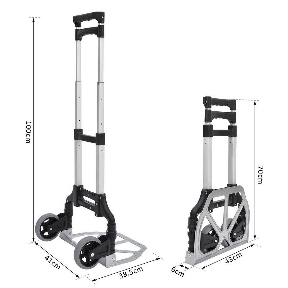 Northio  Diable En Aluminium Diable Pliable Chariot De Gerbage En Aluminium Capacité De Charge Max. 70 Kg 