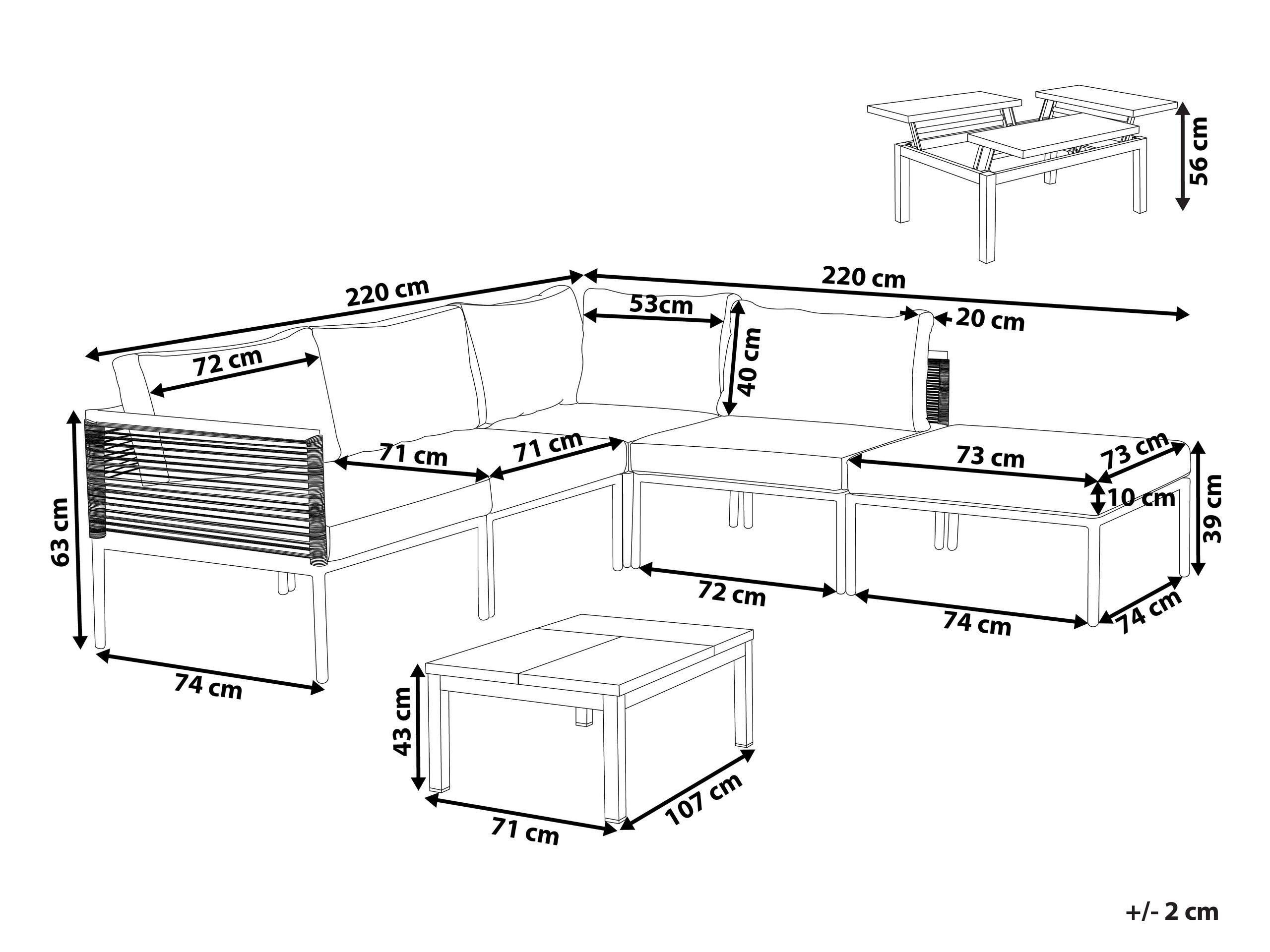 Beliani Set lounge pour jardin en Aluminium Industriel FORANO  