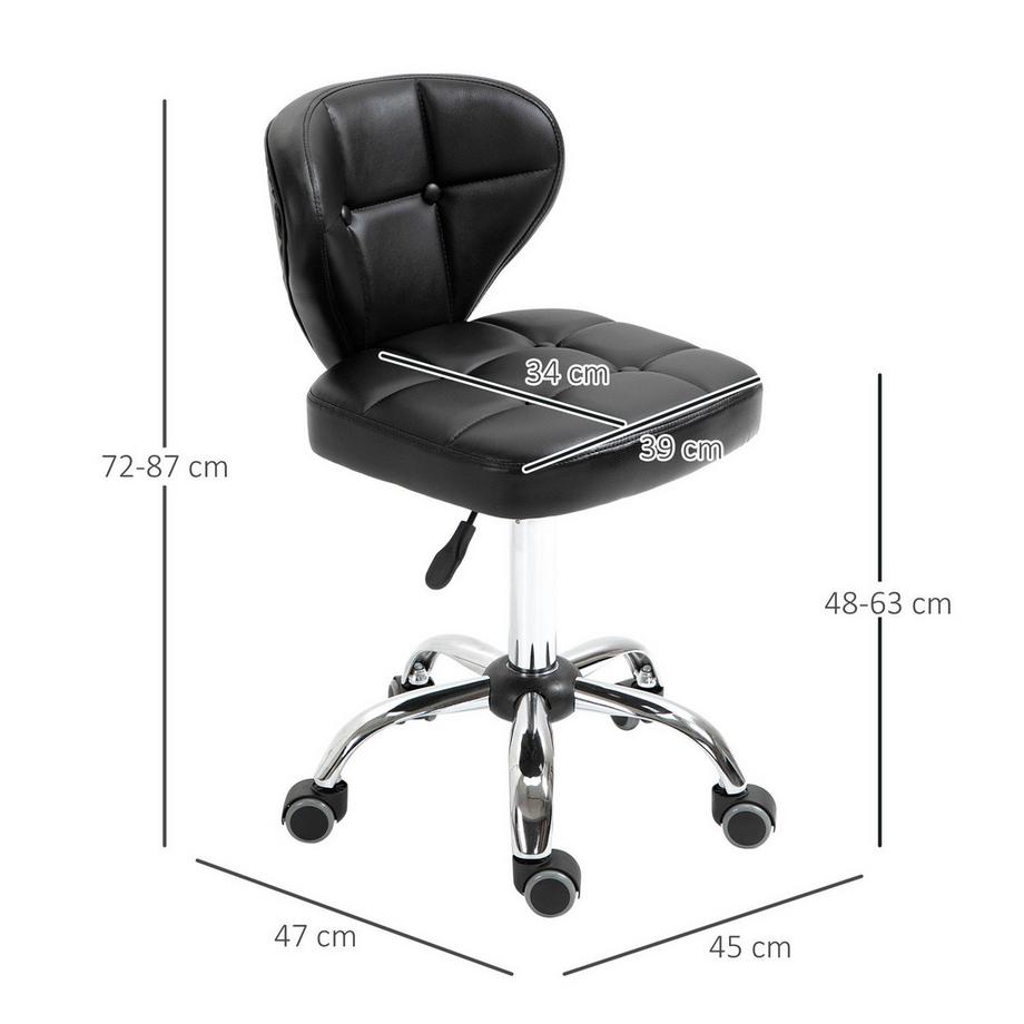 Northio Lot De 2 Tabourets Roulants Avec Dossier, Tabouret Pivotant, Tabouret De Travail, Réglable En Hauteur, Simili Cuir + Acier, Gris Foncé, 45X47X72-87Cm  