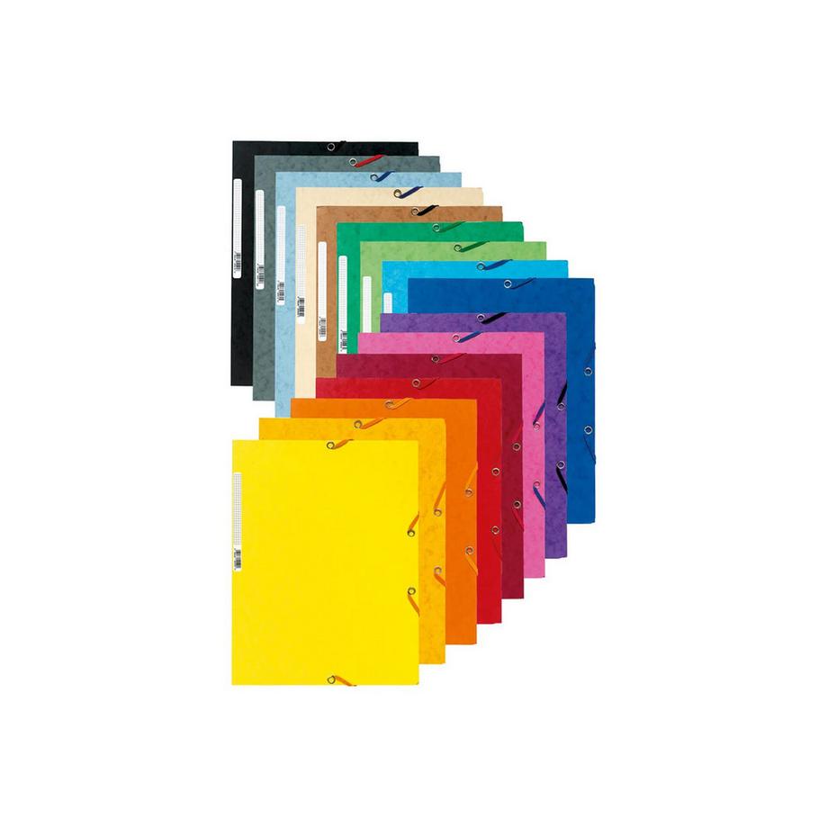 Exacompta Cartella 3 lembi con elastici cartoncino lustré 400g/mq - A4 - x 50  