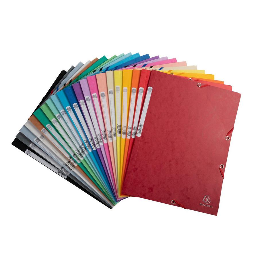Exacompta Cartella 3 lembi con elastici cartoncino lustré 400g/mq - A4 - x 50  