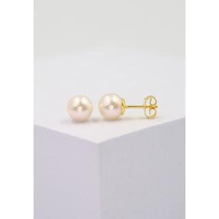 MUAU Schmuck  Clous d'oreilles Akoya perles or jaune 750, 8.0-8.5mm 