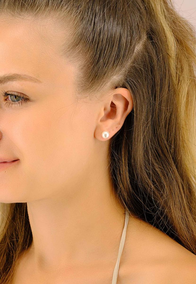 MUAU Schmuck  Ohrstecker Akoya Perlen Gelbgold 750, 8.0-8.5mm 