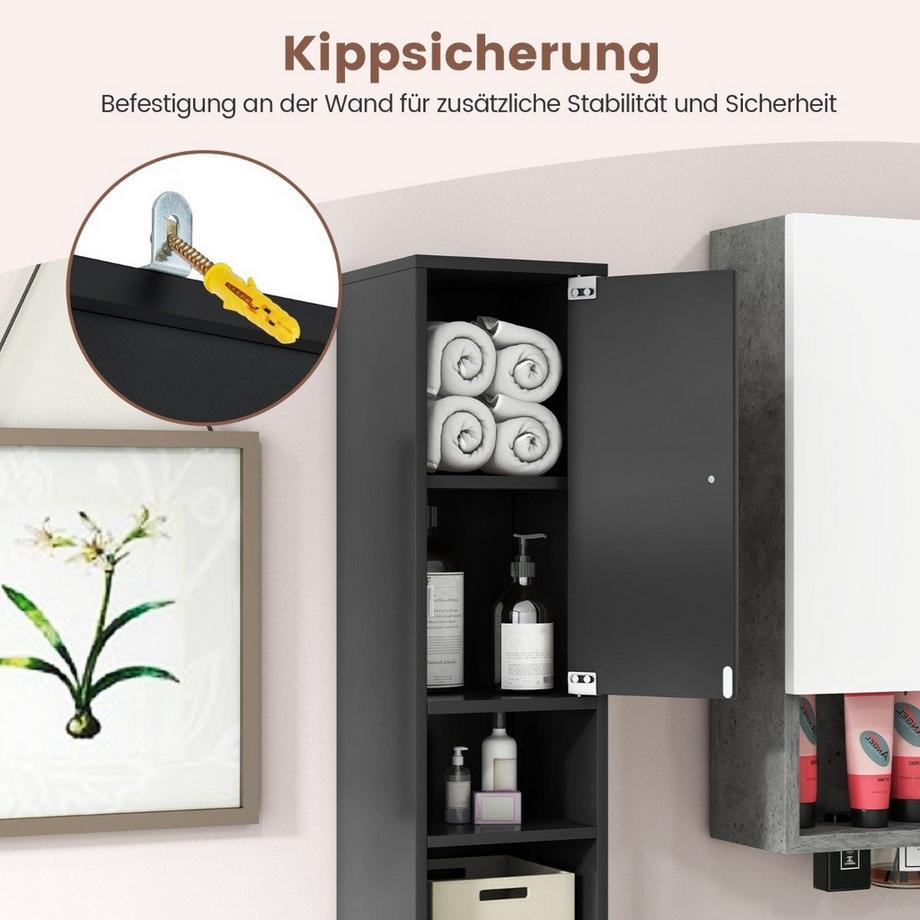 Northix Schmaler Badschrank mit 2 Türen & 1 Schublade Hochschrank  