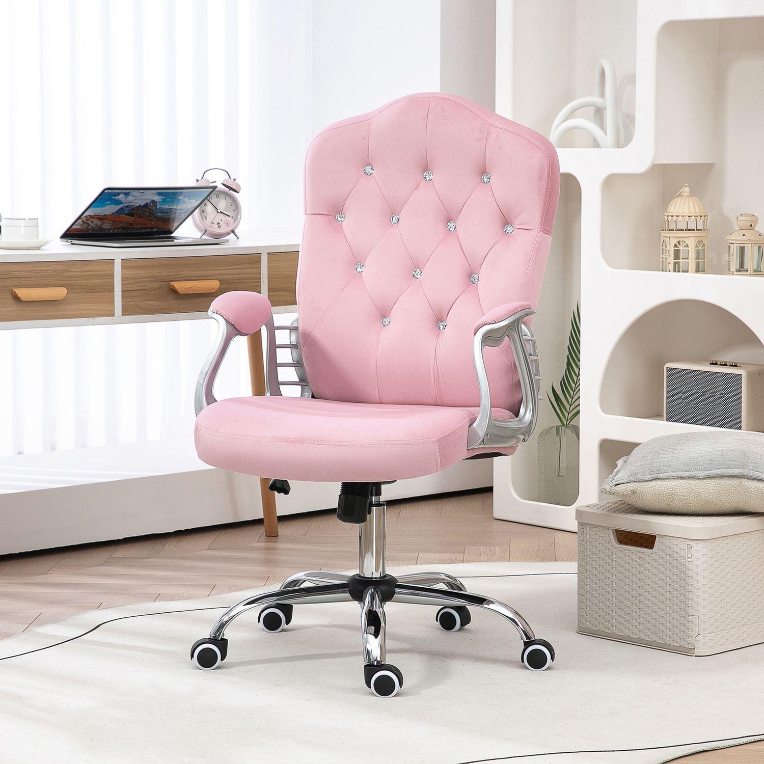 Northio Bürostuhl für Frauen, ergonomischer Schreibtischstuhl mit Wippfunktion, höhenverstellbar, Belastbarkeit 120 kg, Rosa  