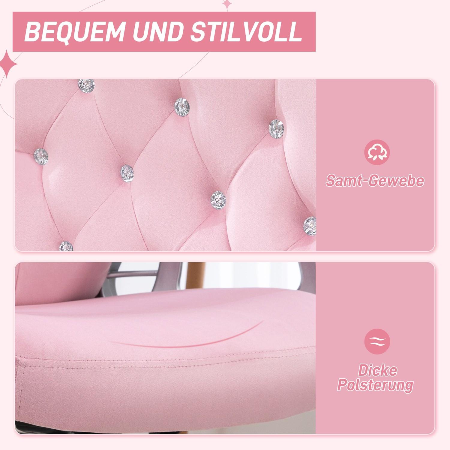 Northio Bürostuhl für Frauen, ergonomischer Schreibtischstuhl mit Wippfunktion, höhenverstellbar, Belastbarkeit 120 kg, Rosa  