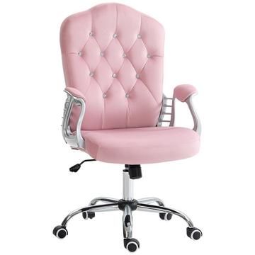 Bürostuhl für Frauen, ergonomischer Schreibtischstuhl mit Wippfunktion, höhenverstellbar, Belastbarkeit 120 kg, Rosa