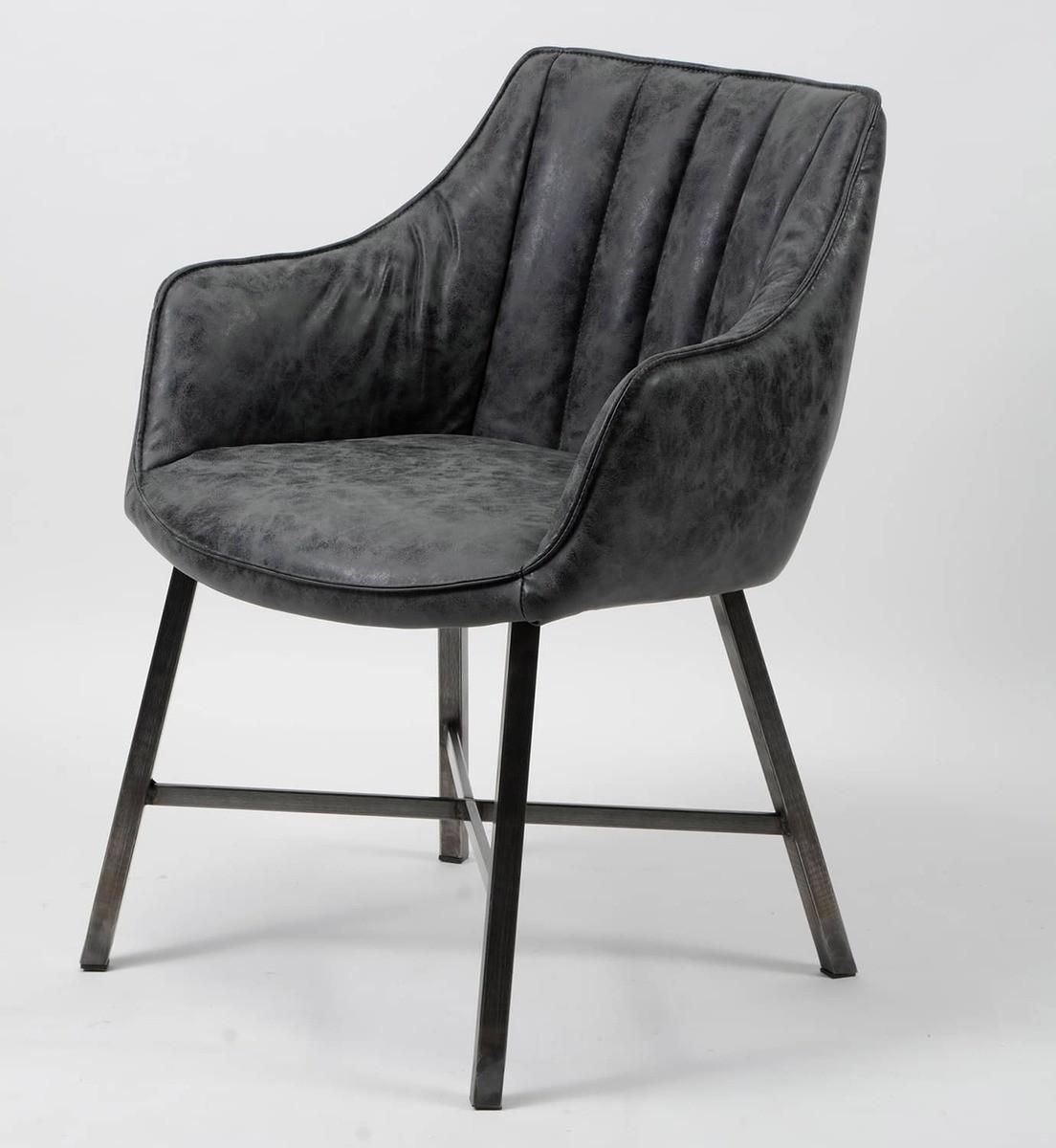 mutoni Chaise avec accoudoirs Detroit Waxed noir  