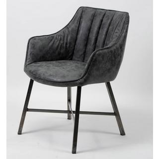 mutoni Chaise avec accoudoirs Detroit Waxed noir  