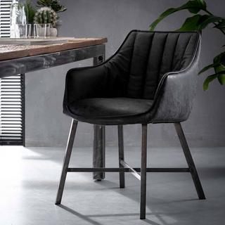 mutoni Chaise avec accoudoirs Detroit Waxed noir  