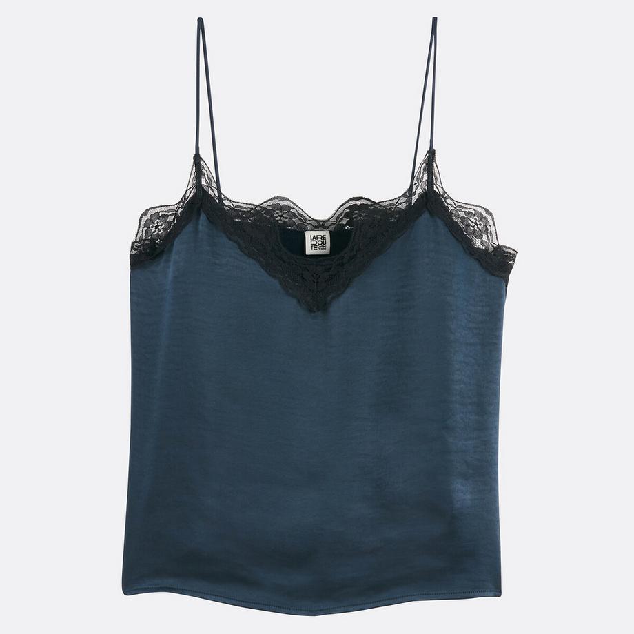 La Redoute Collections Caraco col V satin détail dentelle fines bretelles  