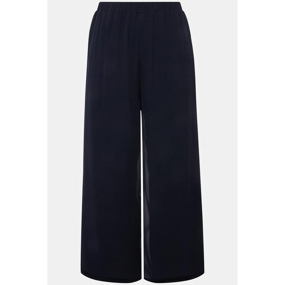 Ulla Popken Chiffonhose Doppellagig Weites Bein Elastikbund  