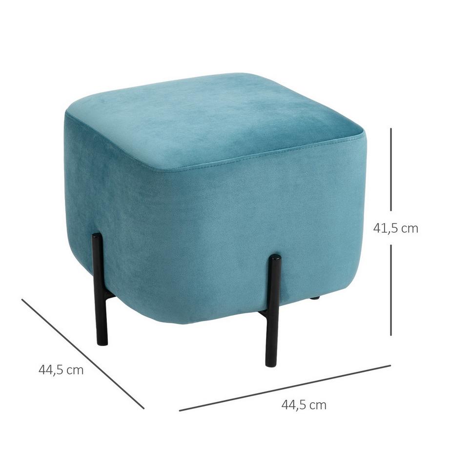 Northio Repose-Pieds Rembourré En Polyester Et Mousse D'Acier Turquoise 44,5 X 44,5 X 41,5 Cm  