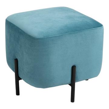 Repose-Pieds Rembourré En Polyester Et Mousse D'Acier Turquoise 44,5 X 44,5 X 41,5 Cm