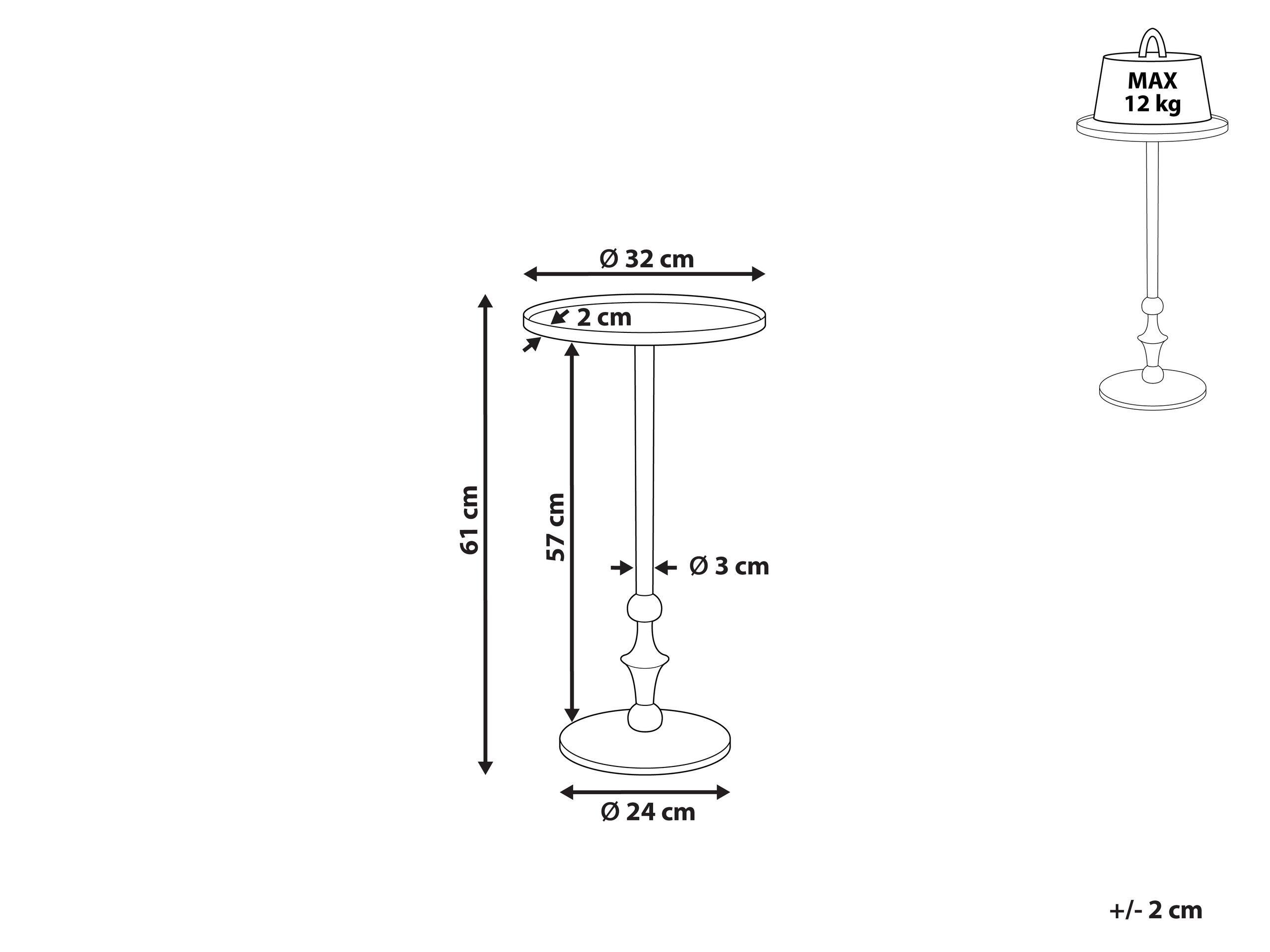 Beliani Beistelltisch aus Aluminium Modern MEDA  