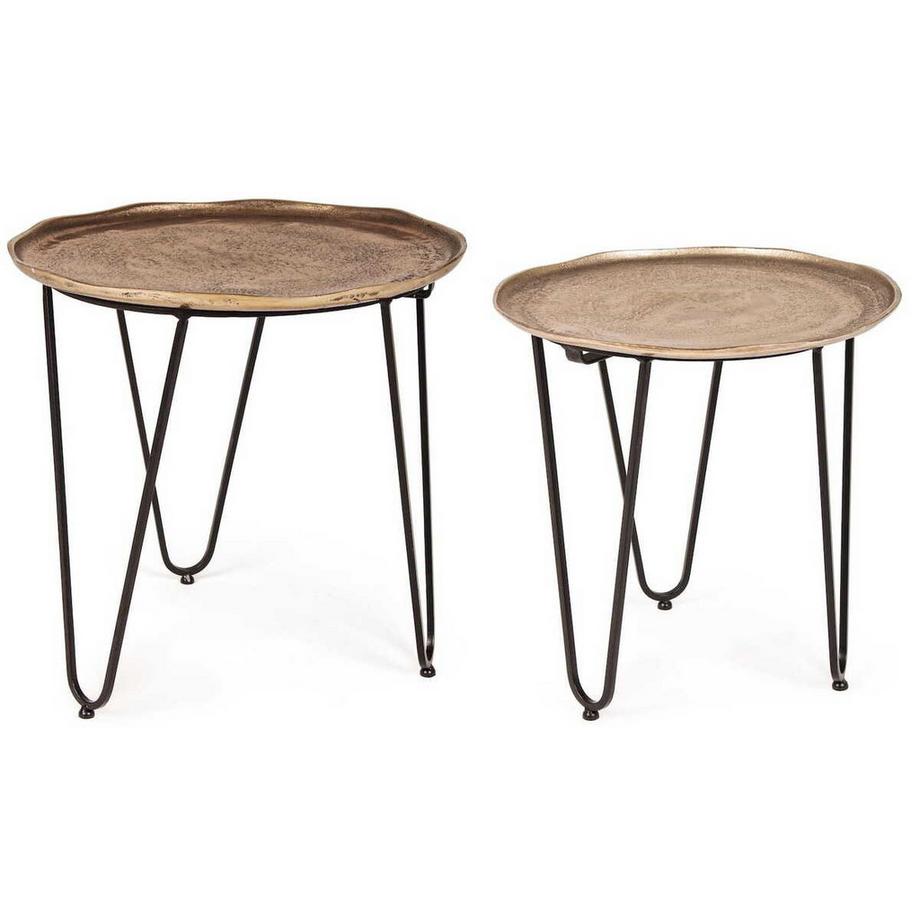 mutoni Table d&#039;appoint Amira ronde X73 (lot de 2)  